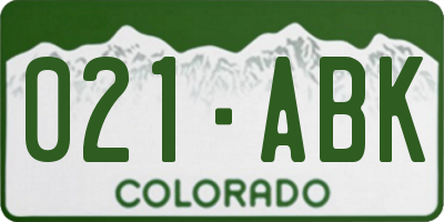 CO license plate 021ABK