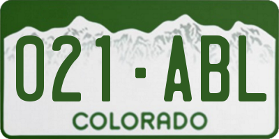 CO license plate 021ABL