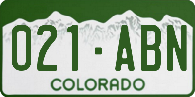 CO license plate 021ABN