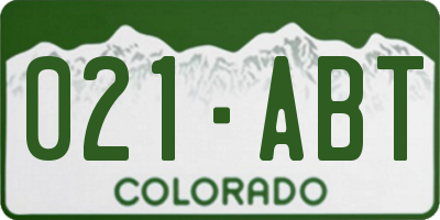 CO license plate 021ABT