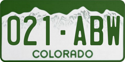 CO license plate 021ABW