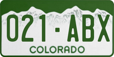 CO license plate 021ABX