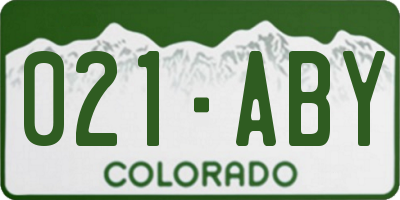CO license plate 021ABY