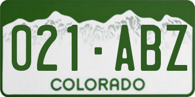 CO license plate 021ABZ