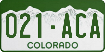 CO license plate 021ACA