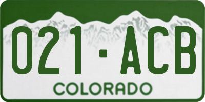 CO license plate 021ACB
