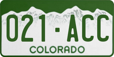 CO license plate 021ACC