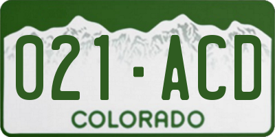 CO license plate 021ACD