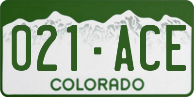 CO license plate 021ACE