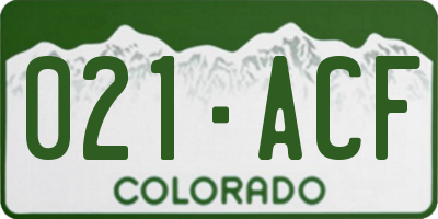 CO license plate 021ACF