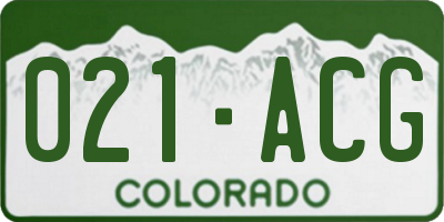 CO license plate 021ACG