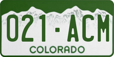 CO license plate 021ACM