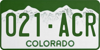 CO license plate 021ACR