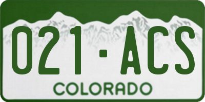 CO license plate 021ACS