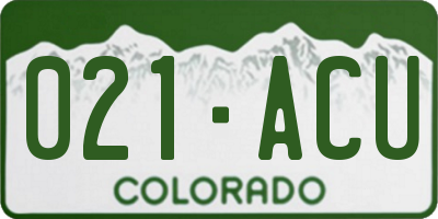 CO license plate 021ACU