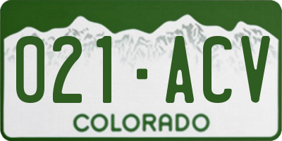 CO license plate 021ACV