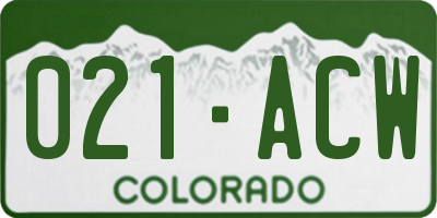 CO license plate 021ACW