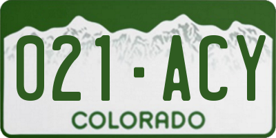 CO license plate 021ACY