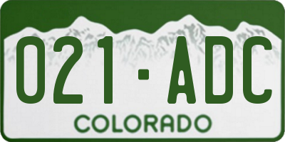 CO license plate 021ADC