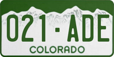 CO license plate 021ADE