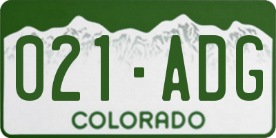 CO license plate 021ADG