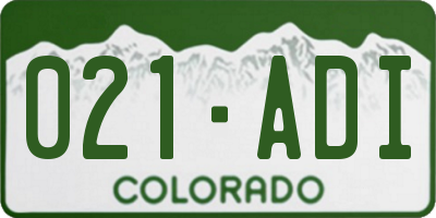 CO license plate 021ADI