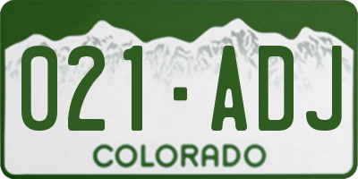 CO license plate 021ADJ