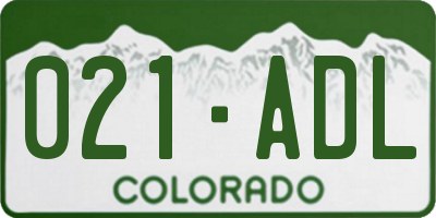 CO license plate 021ADL