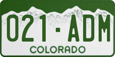 CO license plate 021ADM