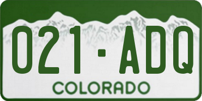 CO license plate 021ADQ