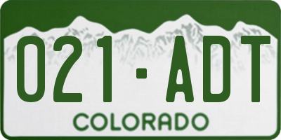CO license plate 021ADT