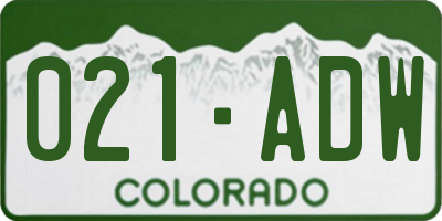 CO license plate 021ADW