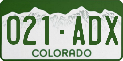 CO license plate 021ADX