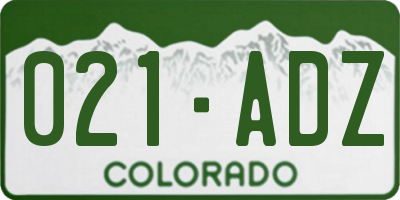 CO license plate 021ADZ