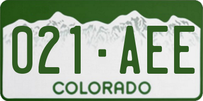 CO license plate 021AEE