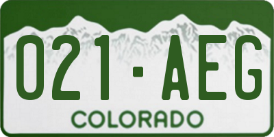 CO license plate 021AEG