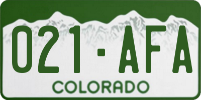CO license plate 021AFA