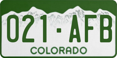 CO license plate 021AFB