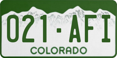 CO license plate 021AFI