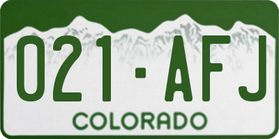 CO license plate 021AFJ