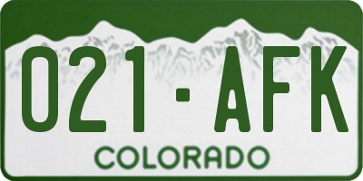 CO license plate 021AFK
