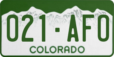 CO license plate 021AFO