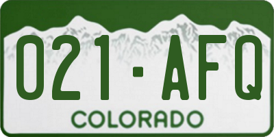 CO license plate 021AFQ