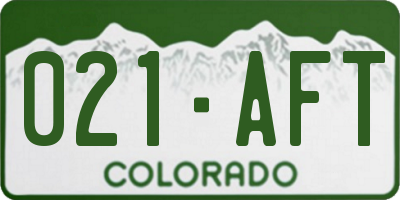 CO license plate 021AFT