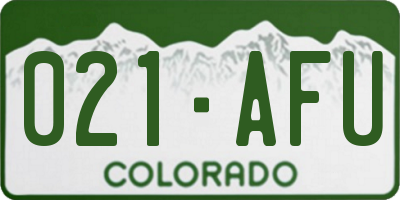 CO license plate 021AFU