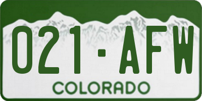 CO license plate 021AFW