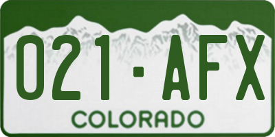 CO license plate 021AFX
