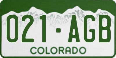 CO license plate 021AGB