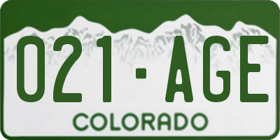 CO license plate 021AGE