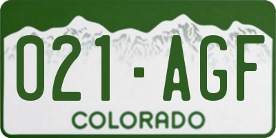 CO license plate 021AGF
